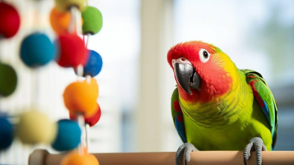 Kakariki playing with a toy